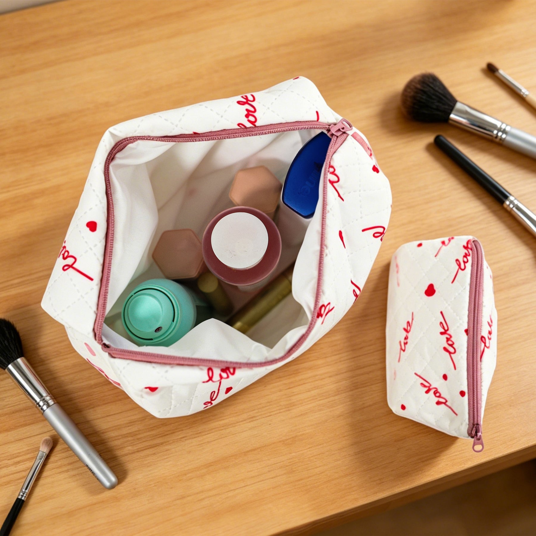 Quilted Cosmetic Bag for Travel & Brand Promotions
