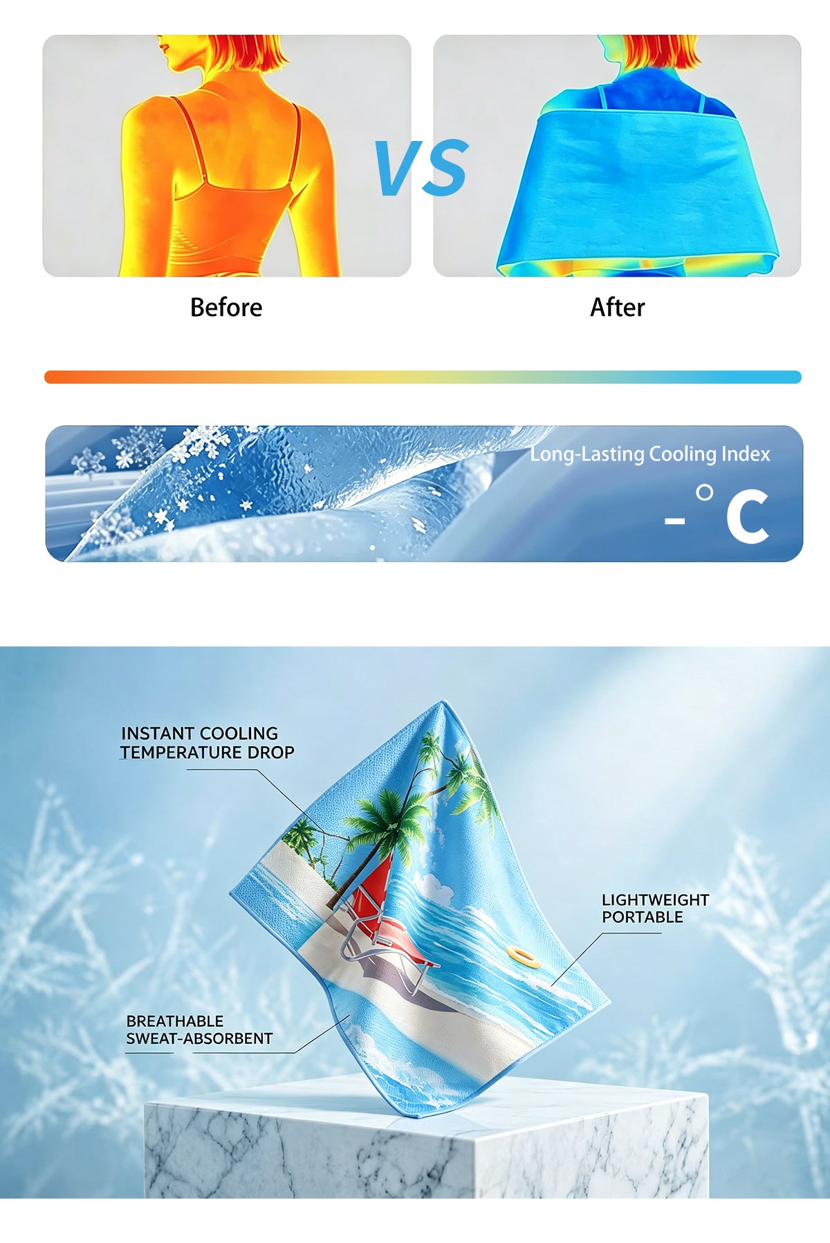 Solid Color Cooling Towel for Sports & Outdoor Use